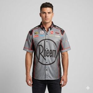 Vintage Gray NASCAR Rheem Pit Crew Short Sleeve Shirt - XL 🇨🇦